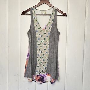 Porridge Anthropologie Flowy Sleeveless Patch Work V Neck Floral Top Womens XS